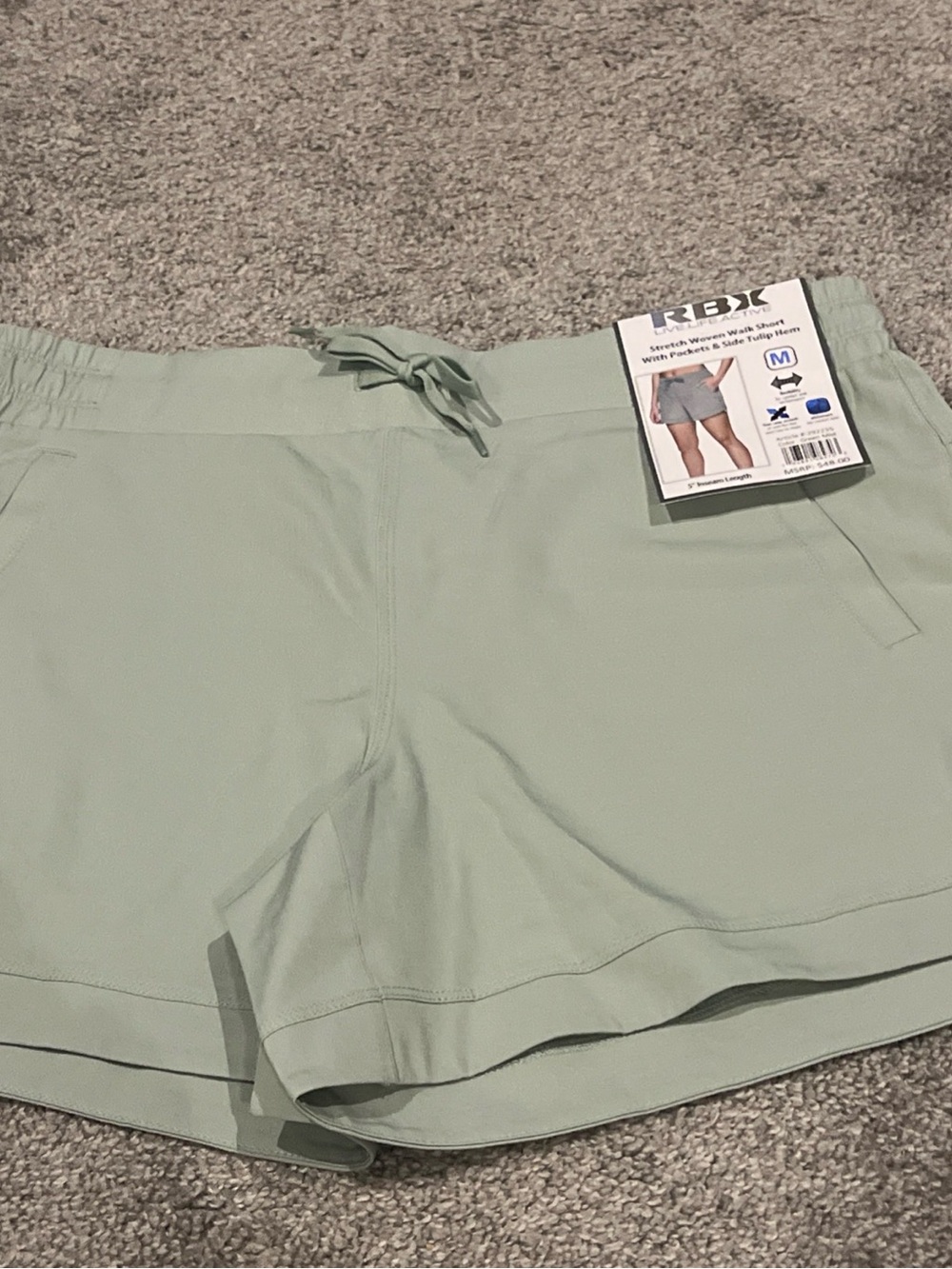RBX Women's Sage Green Drawstring Athletic Shorts